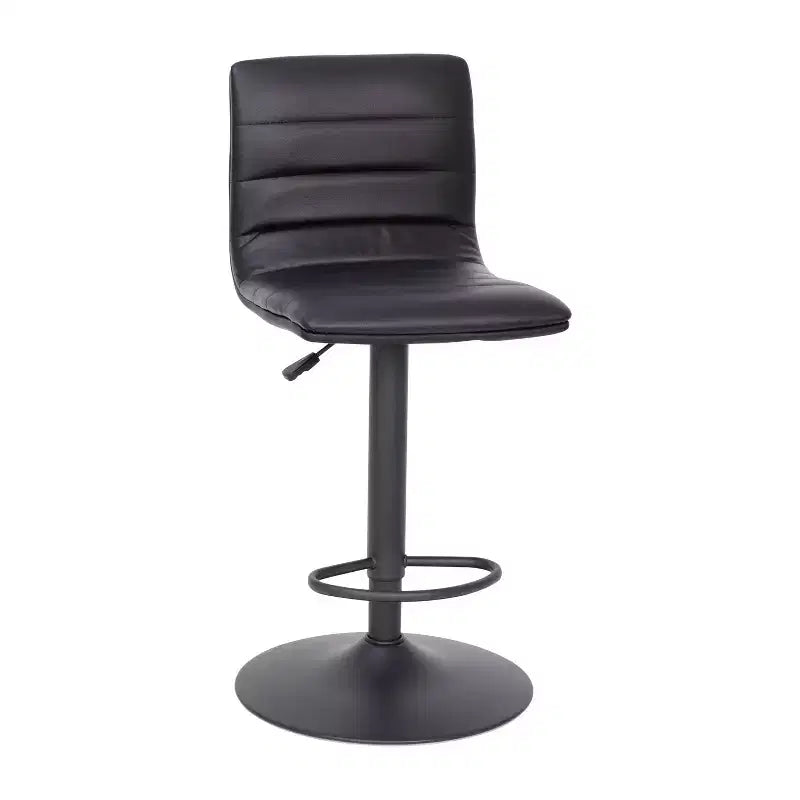 Emma and Oliver Coti Modern Channel Tufted Upholstered Height Adjustable Mid-Back Stool and Pedestal Base with Footrest