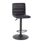 Emma and Oliver Coti Modern Channel Tufted Upholstered Height Adjustable Mid-Back Stool and Pedestal Base with Footrest