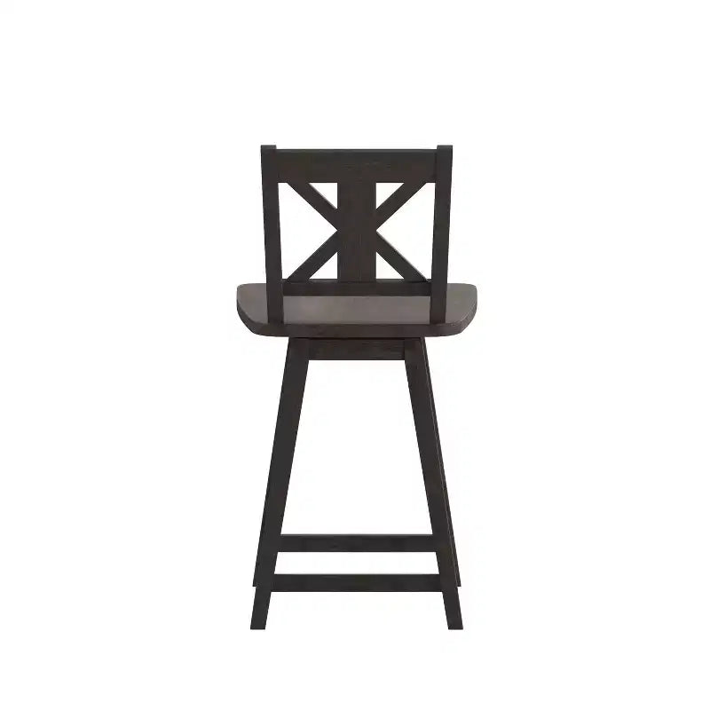 Tabouret de salle à manger pivotant Emma and Oliver Wooden Modern Farmhouse avec dossier décoratif sculpté