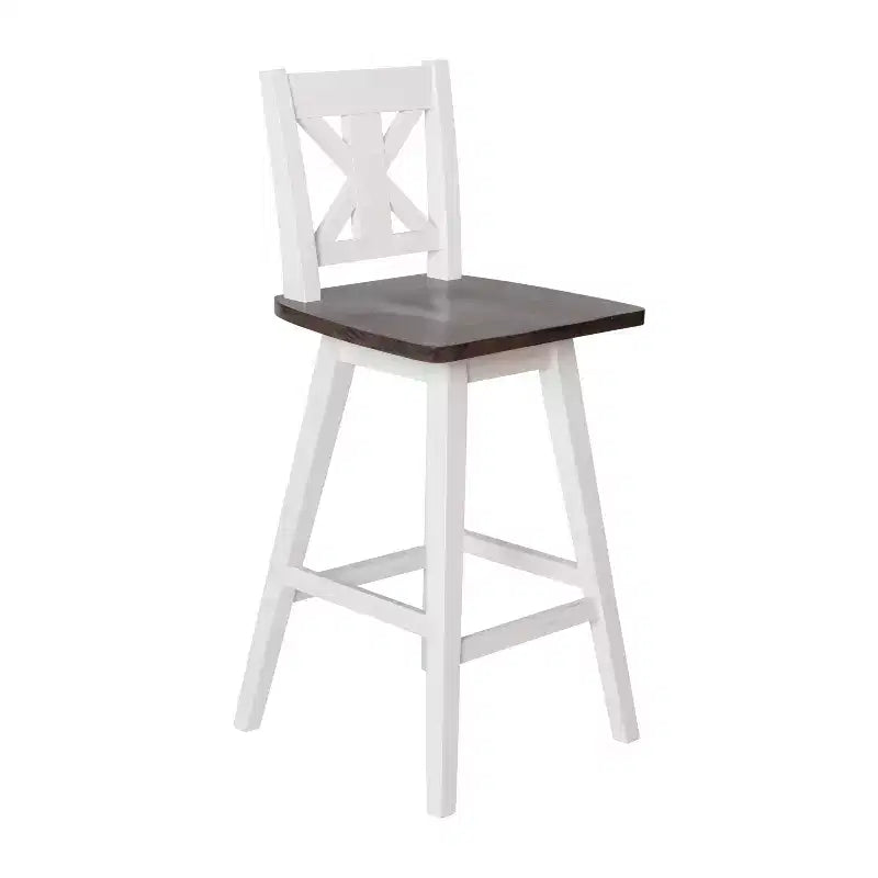 Tabouret de salle à manger pivotant Emma and Oliver Wooden Modern Farmhouse avec dossier décoratif sculpté