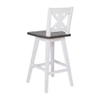 Tabouret de salle à manger pivotant Emma and Oliver Wooden Modern Farmhouse avec dossier décoratif sculpté