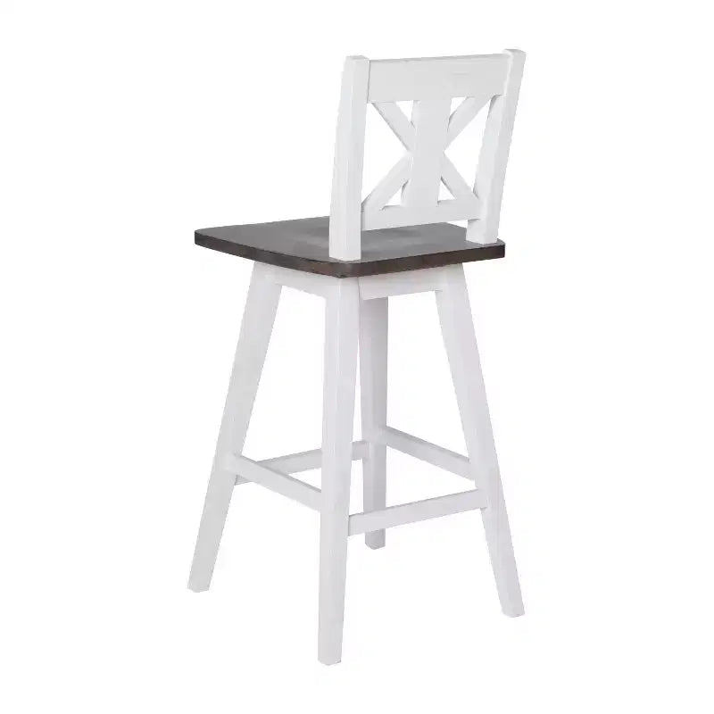 Tabouret de salle à manger pivotant Emma and Oliver Wooden Modern Farmhouse avec dossier décoratif sculpté