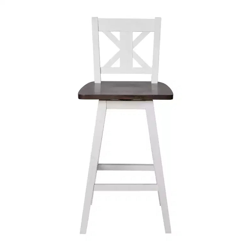 Tabouret de salle à manger pivotant Emma and Oliver Wooden Modern Farmhouse avec dossier décoratif sculpté