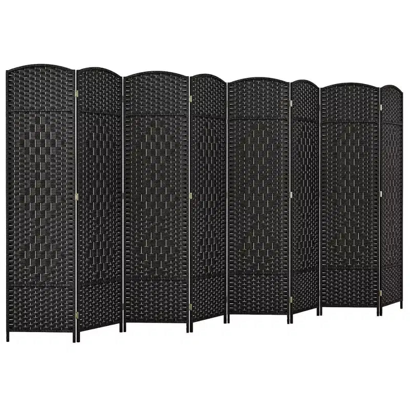 Costway 8-Panel Room Divider 6 FT Tall Folding Privacy Screen with Solid Wood Frame Brown/Black