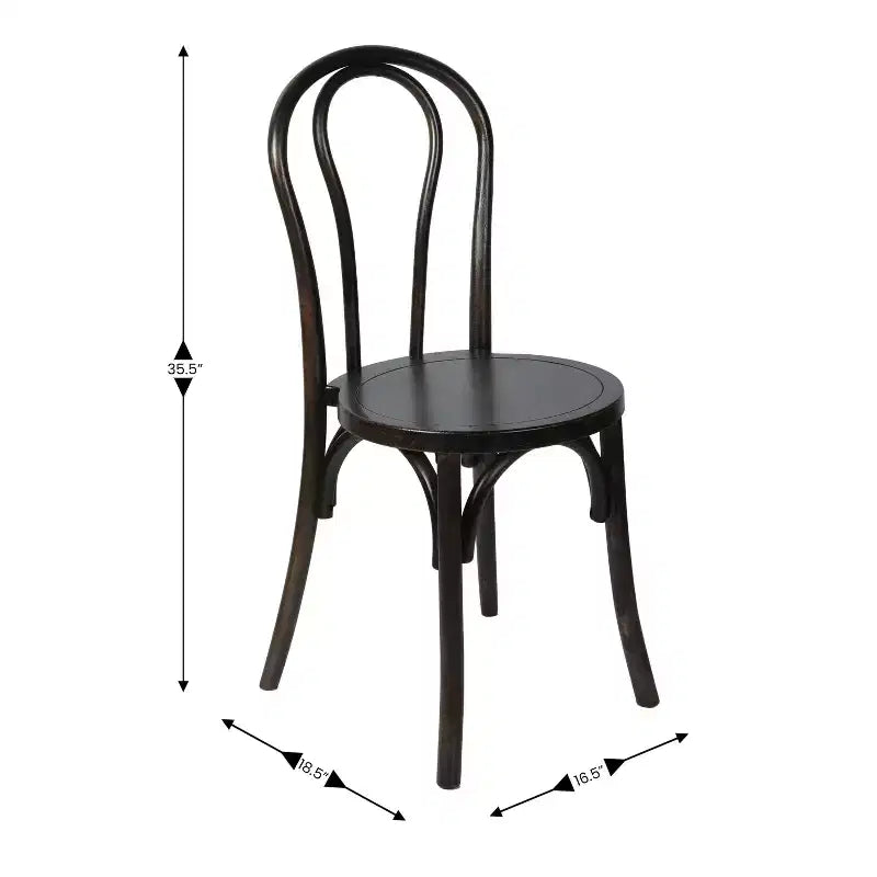 Flash Furniture Betsy Chaise de salle à manger empilable en bois massif de style Thonet de qualité commerciale – Lot de 2