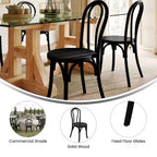 Flash Furniture Betsy Chaise de salle à manger empilable en bois massif de style Thonet de qualité commerciale – Lot de 2