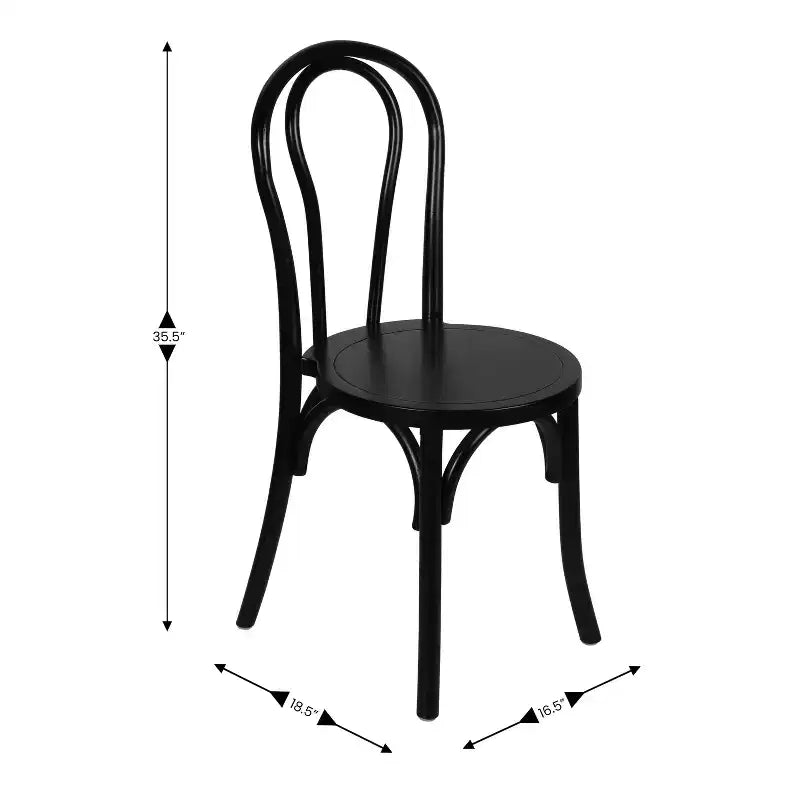 Flash Furniture Betsy Chaise de salle à manger empilable en bois massif de style Thonet de qualité commerciale – Lot de 2